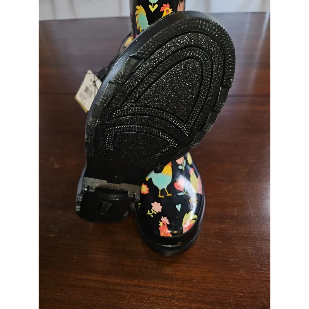 Western Chief Chicken Rooster & Floral Rain Boots Women's 7‎ Waterproof NEW